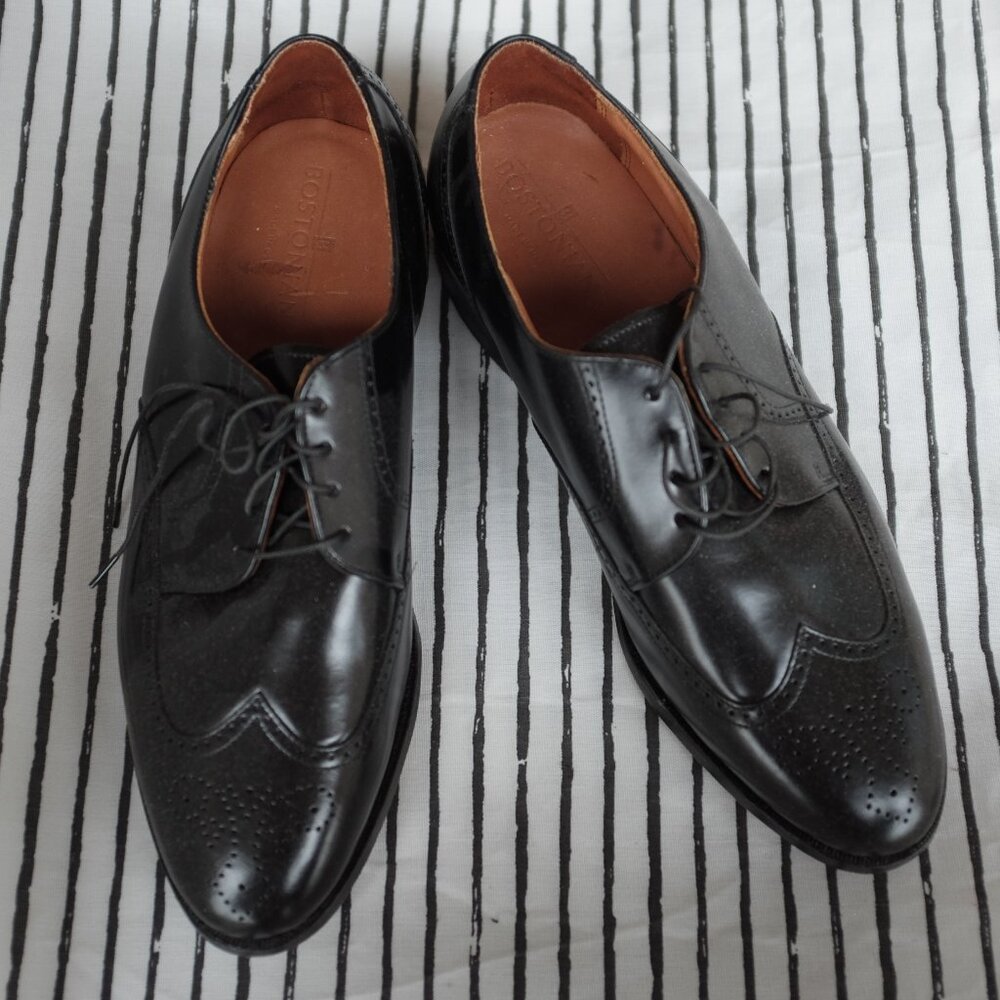 Black BOSTONIAN Classics Brogue Wingtip Oxfords Dress Shoes USA Made